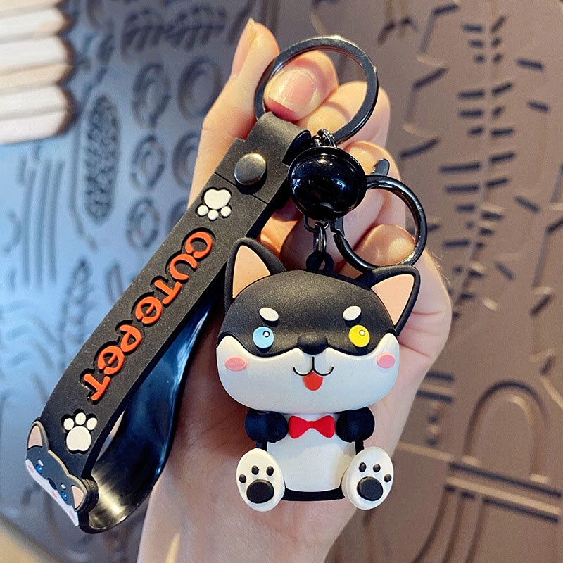 Móc khóa chó sói bảnh bao Ráp chất liệu PVC 3 màu siêu đáng yêu làm quà tặng bạn bè, trang trí balo túi xách-Ráp