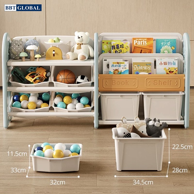 Kệ để đồ chơi kèm giá sách cho bé BBT GLOBAL SH9605