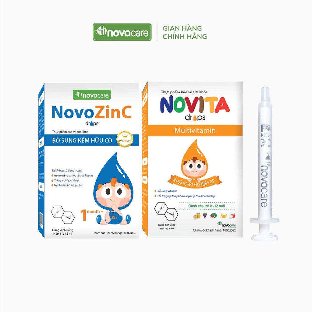 Combo tăng đề kháng Novocare - Novita bổ sung vitamin thiết yếu cho bé 20ml