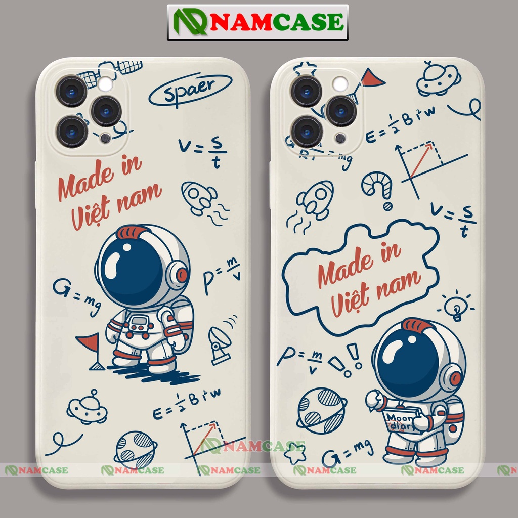 Ốp lưng điện thoại iPhone cặp đôi hoạt hình phi hành gia cạnh vuông ip 6/6s/7/8/X/XS/XR/11/12/13/14 Pro Plus Max