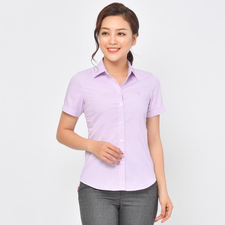 Áo sơ mi nữ Thái Hòa ngắn tay sọc caro nhỏ N631 - 3 MÀU SẮC