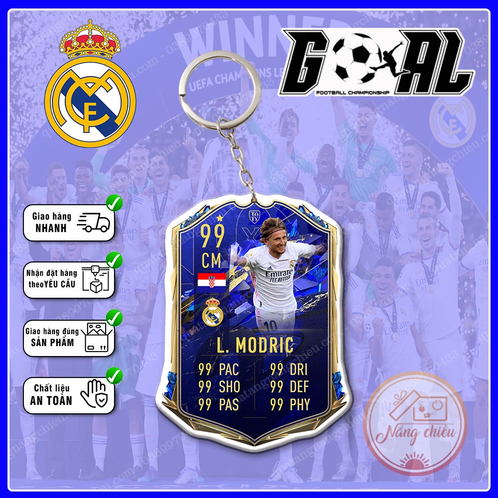 Móc khóa thẻ CLB bóng đá Real Madrid Mùa 2022-2023 - Dày In Sắc Nét 2 Mặt