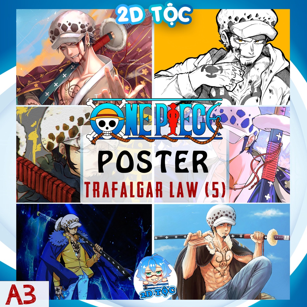 Tranh Poster A3 Dán Tường Trafalgar Law  Anime Manga One Piece - 2D Tộc Shop
