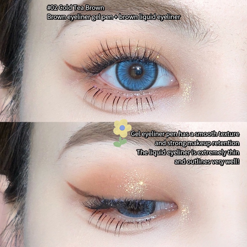 Bút Kẻ Mắt 2 Trong 1 Khô Nhanh Chống Nước Chống Mồ Hôi Lâu Trôi Không Nhòe