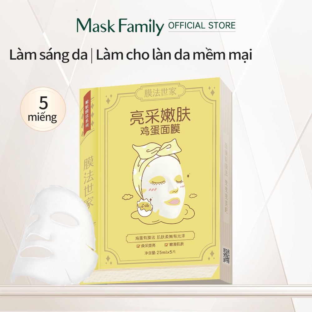 MASK FAMILY Mặt nạ trứng làm trắng sáng da se khít lỗ chân lông chăm sóc da mặt 25ml