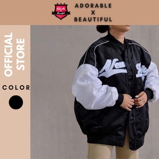 Áo Khoác Chất Phao Form Dày Dặn  [Adorablexbeautiful], Bomber Trắng Đen Dây Kéo Hàng Nhập Không Gia Công Hot Trend