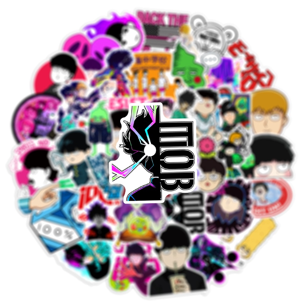 Set 50 Hình Dán Mob Psycho 100 Chống Thấm Nước Trang Trí Vali / Kính Mắt