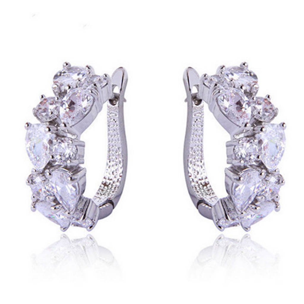 Fairystore| 1 Đôi Bông Tai Hợp Kim Đính Đá Nhiều Màu Sắc Sang Trọng