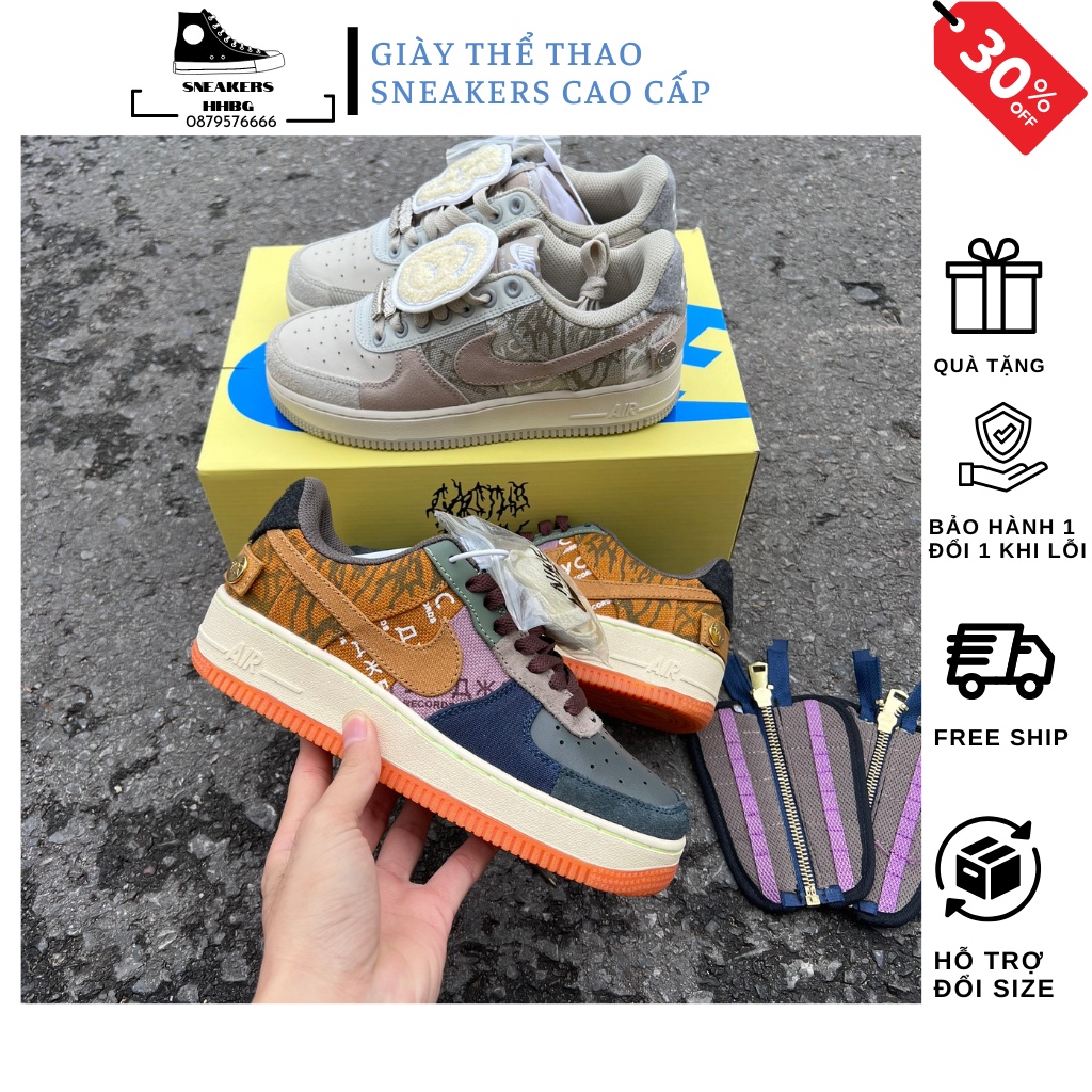 Giày Air force 1, A F 1 Travis Thổ Cẩm , Travis Xám Bản Trung Chất lượng Hàng S.C Đầy đủ PK+ Box BV