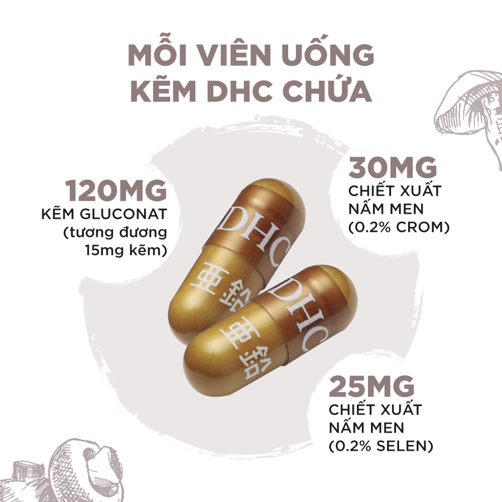 Viên Uống Bổ Sung Kẽm DHC Zinc Nhật Bản (15v/gói hoặc 30v/gói)