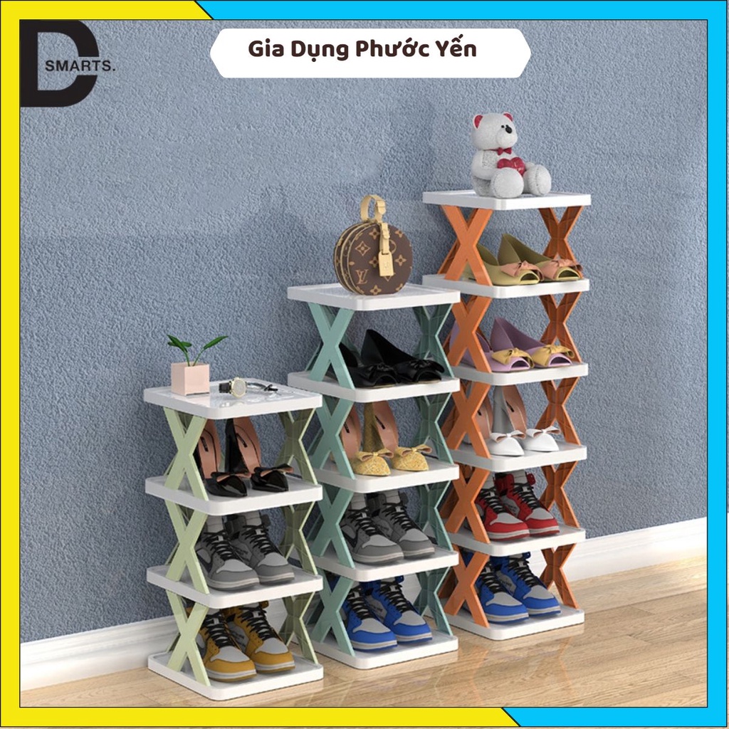Kệ để giày dép 5 tầng chữ X thông minh có thể tháo lắp gấp gọn , kệ để đồ trang trí đa năng cao cấp