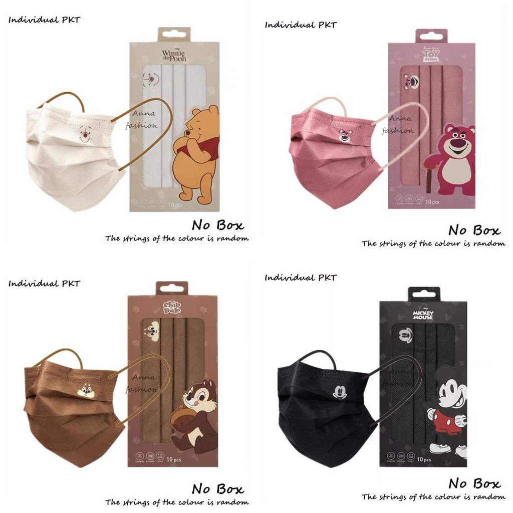 Set 10 Khẩu Trang Dùng Một Lần In Họa Tiết Hoạt Hình Mickey Winnie the Pooh Dumbo