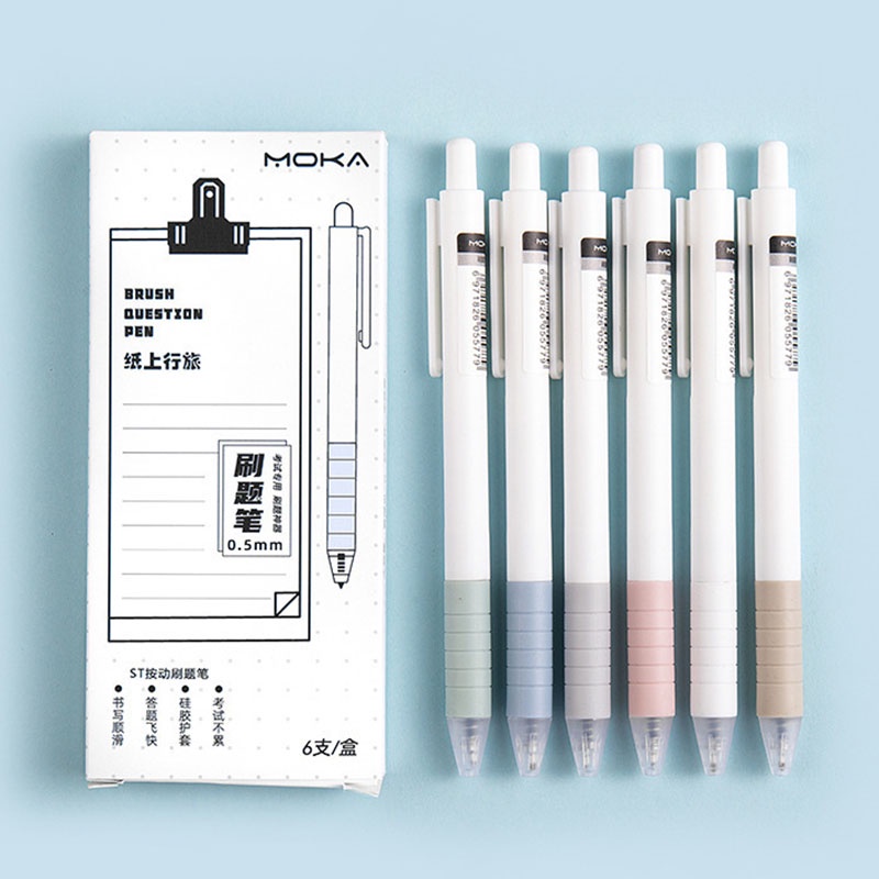 Set 6 Bút Bi Mực Đen Ngòi 0.5mm