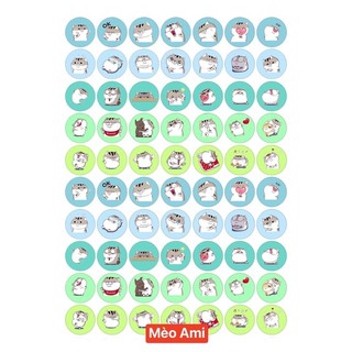 Sticker khen thưởng - mẫu mèo Ami bụng bự