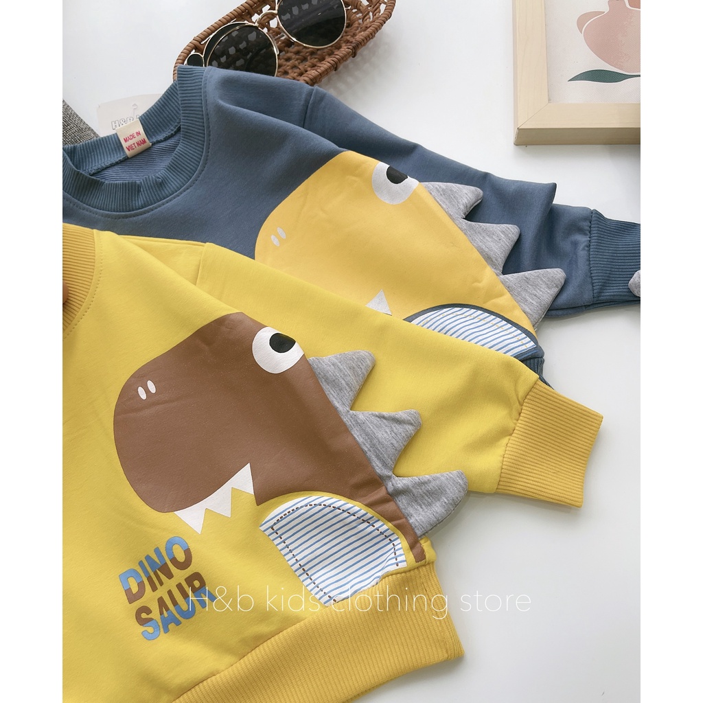 Bộ Quần Áo Bé Trai Chất Nỉ Da Cá Hình Khủng Log, Bộ Quần Áo Thu Đông Bé Trai- Bộ Quần Áo Nỉ Bé Trai Kidbabyonline K158