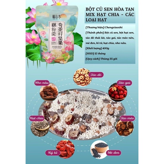 Bột củ sen mix hạt dinh dưỡng/ Bột củ sen hoà tan gói 400g