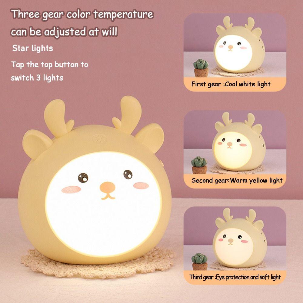 Đèn Ngủ LED Mini Hình Nai Hoạt Hình Dễ Thương