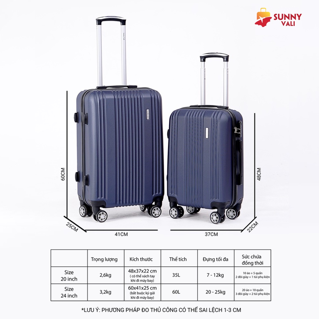 Vali kéo SUNNY TONAGO - TG516 , nhựa ABS, bảo hành 2 năm