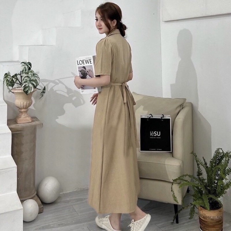 Đầm sơ mi form dài 2 màu