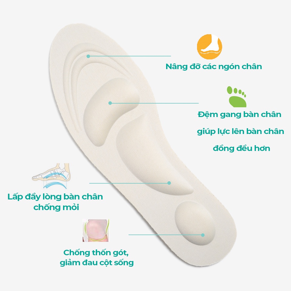 [TOROPOW] Lót Giày Thể Thao Sneaker Bảo Vệ Chân Nam Nữ 4D MINSU M2312 Cao Su EVA Thấm Hút, Khửi Mùi Hôi Chân, Cực Êm