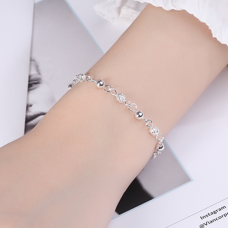 Vòng Đeo Tay / Lắc Chân Bằng Bạc Thiết Kế Đục Lỗ Nhỏ Nhắn Phong Cách Hàn Quốc Thời Trang Cho Nữ