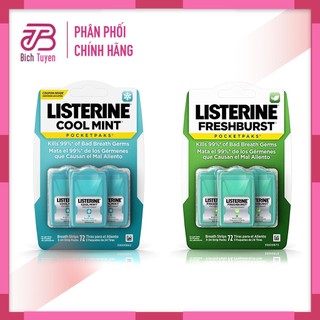 Miếng ngậm thơm miệng diệt khuẩn Listerin vĩ 3 hộp 72 miếng-Miếng ngậm Listerine PocketPaks Thơm Miệng BT Cosmetic