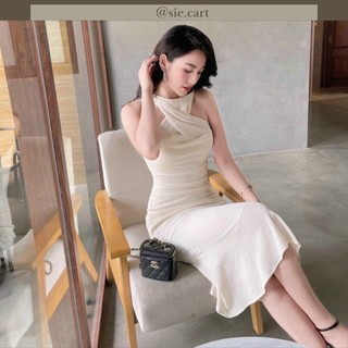 Váy Body Trắng Xoắn Ngực Dáng Ôm phù hợp đi tiệc hoặc dạo phố