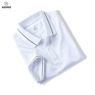 Áo thun có cổ nữ màu trắng phối viền ADINO vải polyester cotton không bai xù dáng công sở slimfit hơi ôm trẻ trung APN04