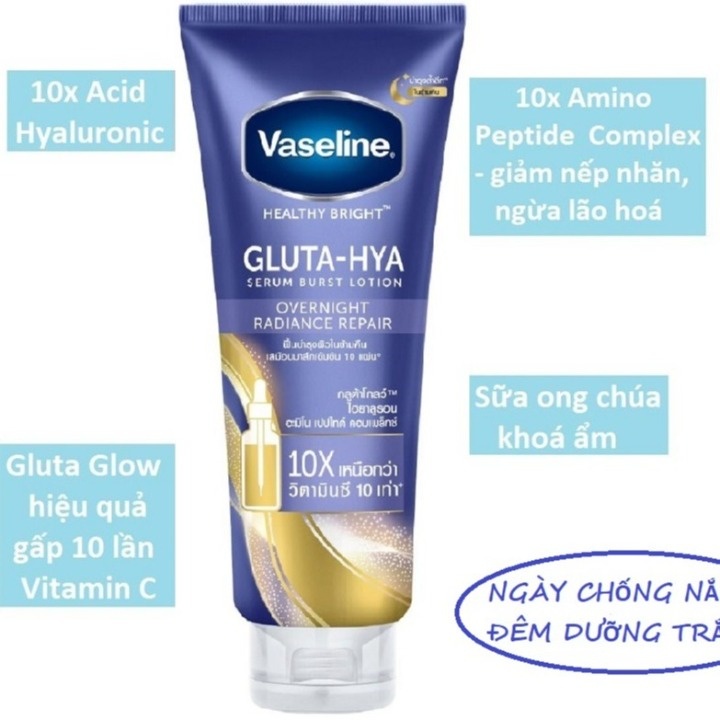 Sữa Dưỡng Thể Vaseline Gluta Hya Serum 10x Thái Lan 330ml Xanh.