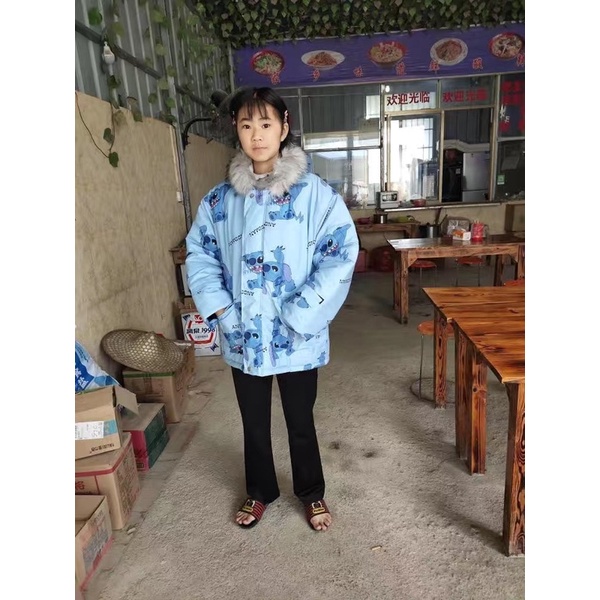 Áo khoác Phao nam nữ hình Kaws cute kèm mũ lông siêu ấm phù hợp cho các cặp đôi