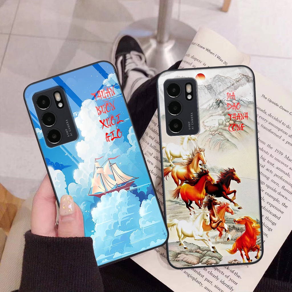 Ốp kính Oppo Reno6 / Reno6 Z 5G / Reno 6 mã đáo thành công, thuận buồn xuôi gió, tài lộc