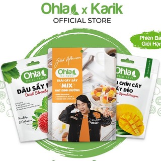 Combo Chuẩn chất Karik – Cho nàng Thix mê Ohla gồm Trái cây mix hạt 40g, Xoài sấy dẻo 100g, Dâu sấy dẻo 100g