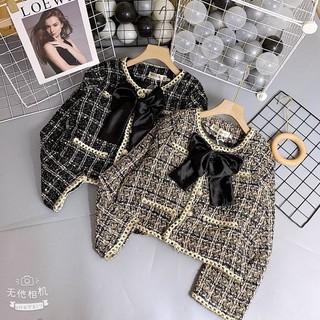 Áo Khoác Dạ Tweed 2 hàng khuy có đệm vai