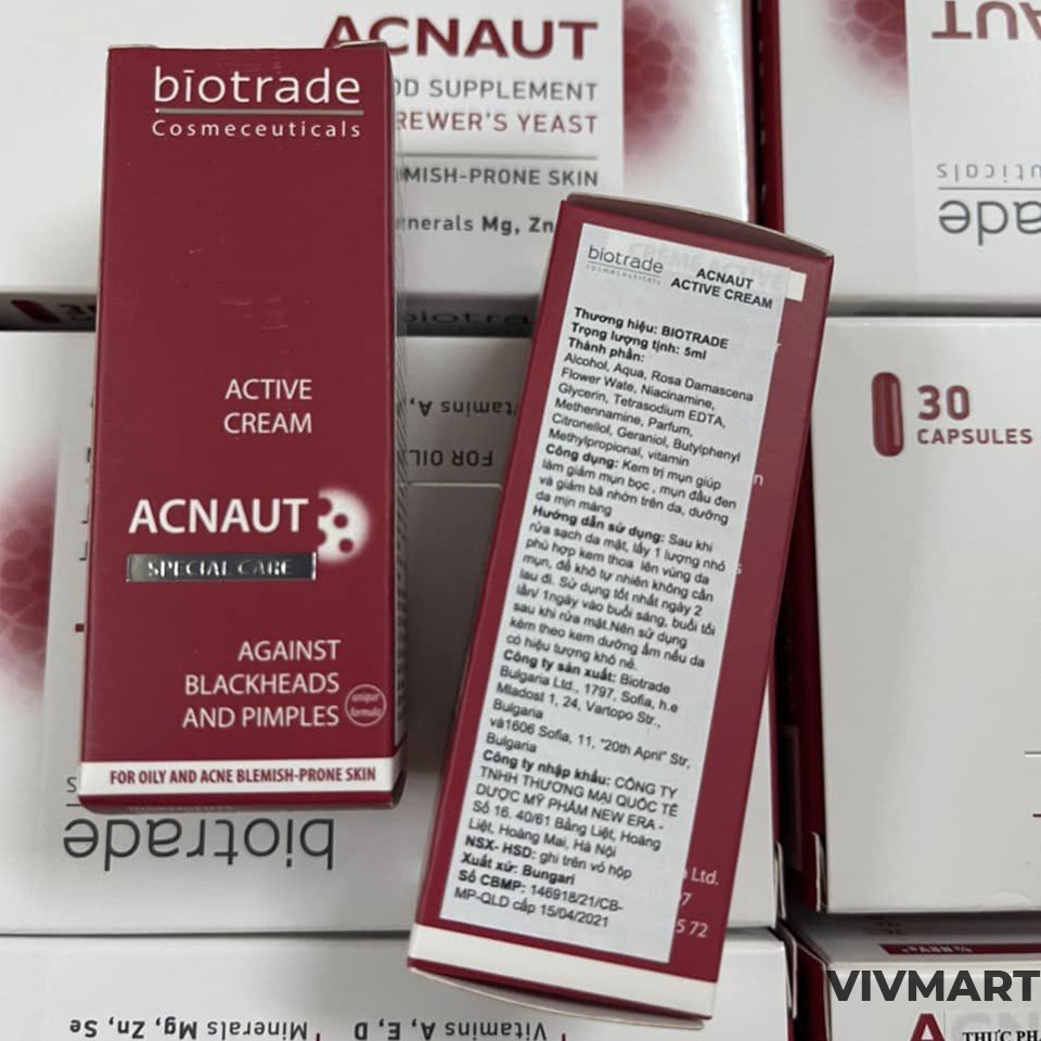 ✅ Kem Chấm Mụn Biotrade Acnaut Active Cream Mini 5ml Bulgaria - Giảm mụn sưng viêm, mờ thâm