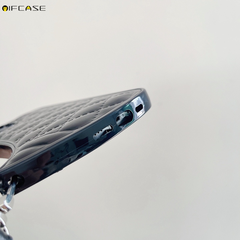 Ốp Điện Thoại Họa Tiết Kẻ Sọc 3D Kèm Túi Đựng Và Dây Đeo Cho iPhone 14 Plus 14 13 12 11 Pro Max