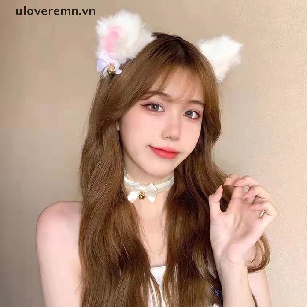 Băng Đô Tai Mèo Đen Phối Ren Hóa Trang Lolita