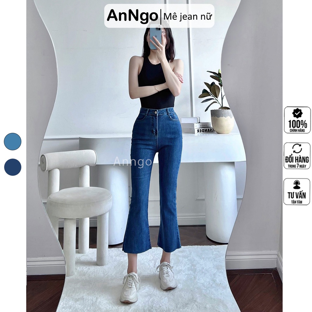 Quần jean nữ dài co giãn ống loe sành điệu Anngo - AT185A