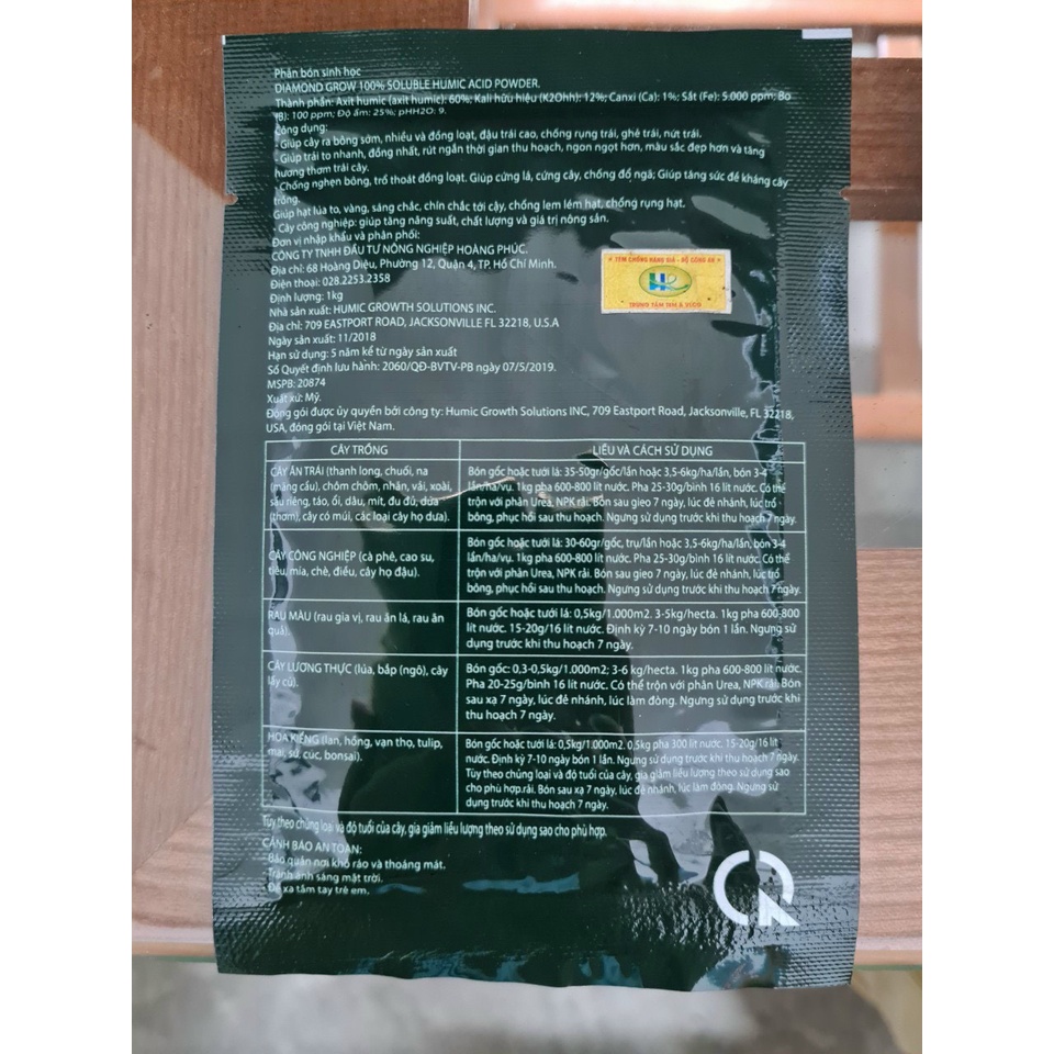 Phân hữu cơ Humic Mỹ Acid Powder giúp cây xanh lá, cứng cây, ra nhiều rễ dành cho hoa lan, hoa hồng, cây cảnh gói 20g