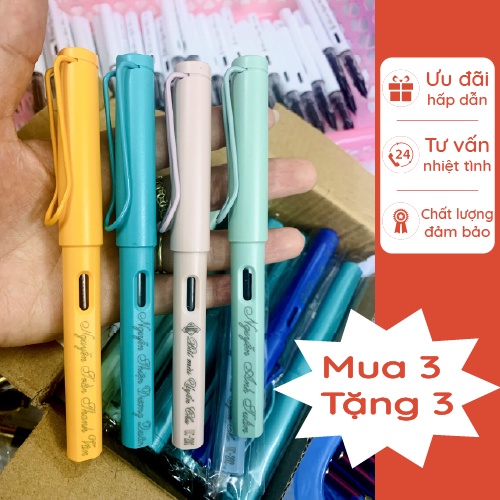 Bút mài Uyển Chu 202 - Thân nhựa nhẹ, ngòi kim thanh đậm, có rãnh định vị tay cầm đa màu sắc