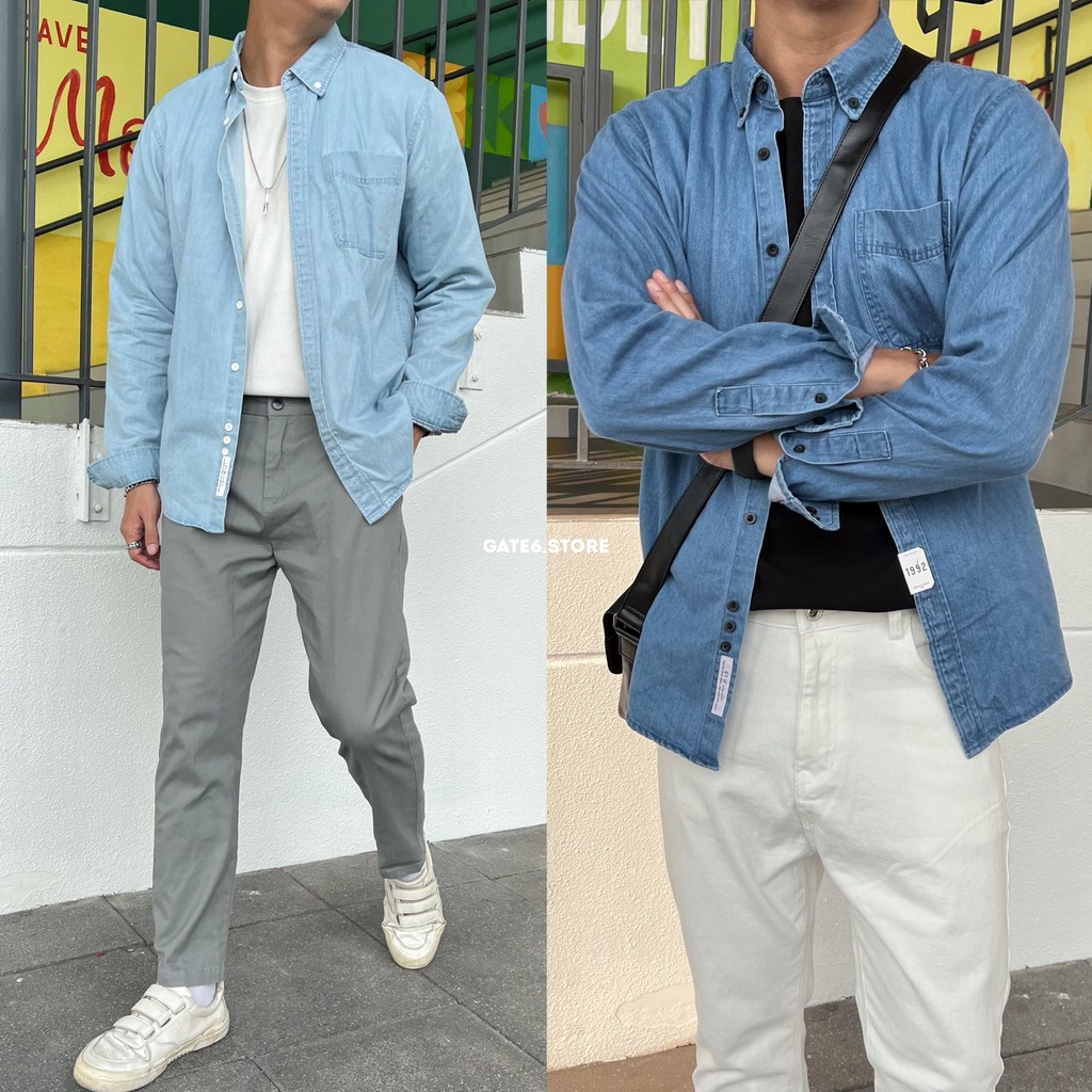 Áo Sơmi bò Nam BT, sơ mi denim cổ bẻ vải wash mềm dáng regular Hàn Quốc - GATE6 - 4830