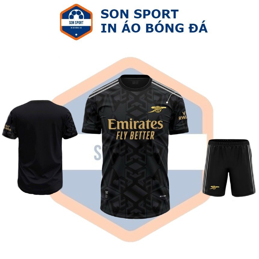 Bộ Quần Áo Bóng Đá Mè Thái CLB Arsenal Đen