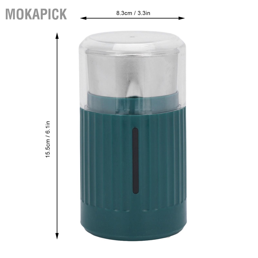 Mokapick Máy xay cà phê 200W hạt bằng thép không gỉ 50ML gia vị có đo đếm cho văn phòng Ngũ cốc xanh EU Cắm 220V