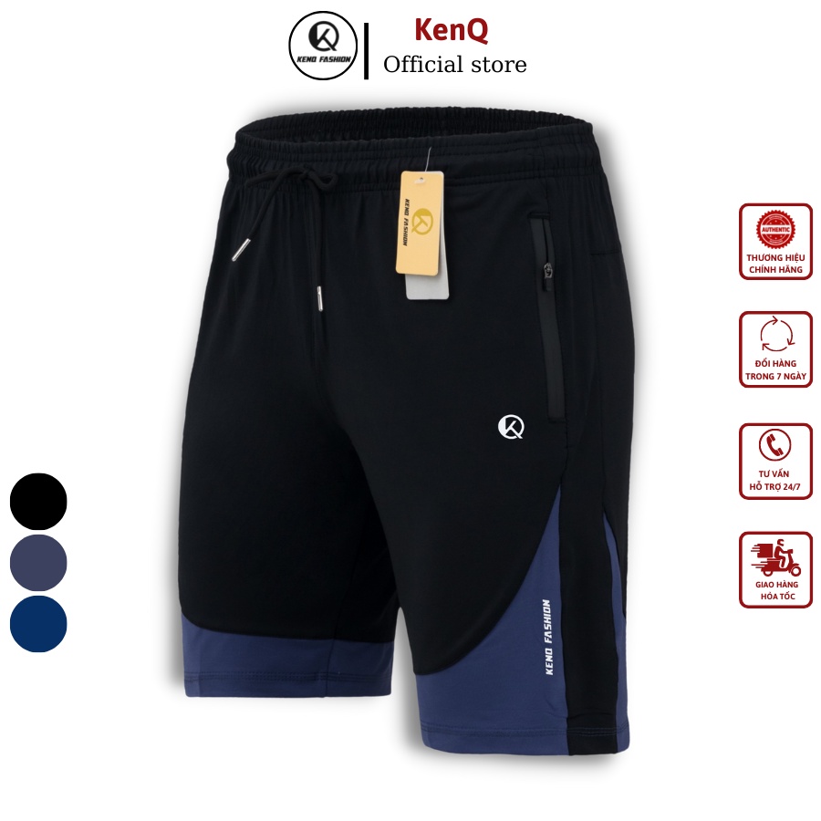 Quần đùi thể thao nam KenQ-23, quần short thể thao chất liệu thun poly mềm mịn, co dãn tốt, vận động thoải mái