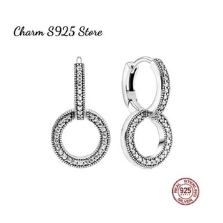 bông tai charm pan vòng tròn đính đá bạc s925