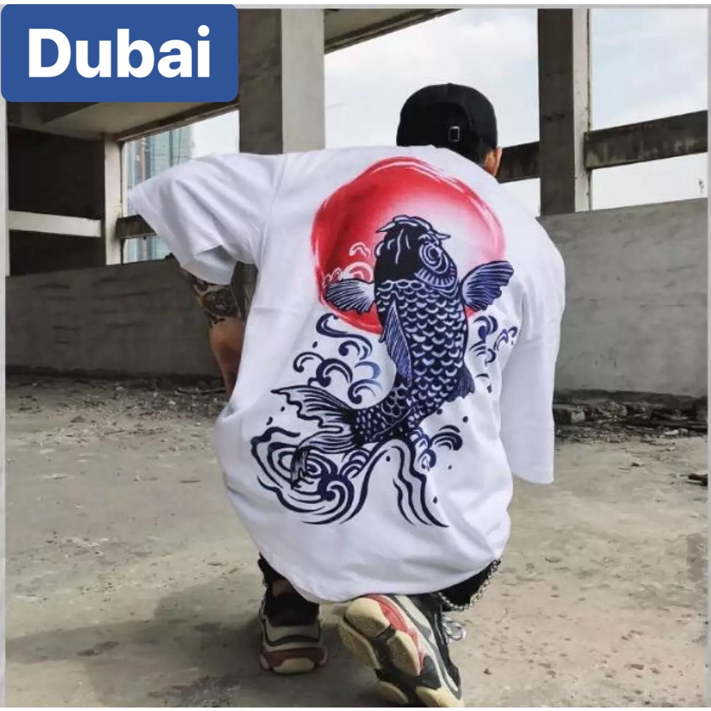 ÁO THUN NAM NỮ PHOM FROM RỘNG TAY LỠ CÁ CHÉP TRỜI PHONG CÁCH HOT TREND - DUBAI FASHION