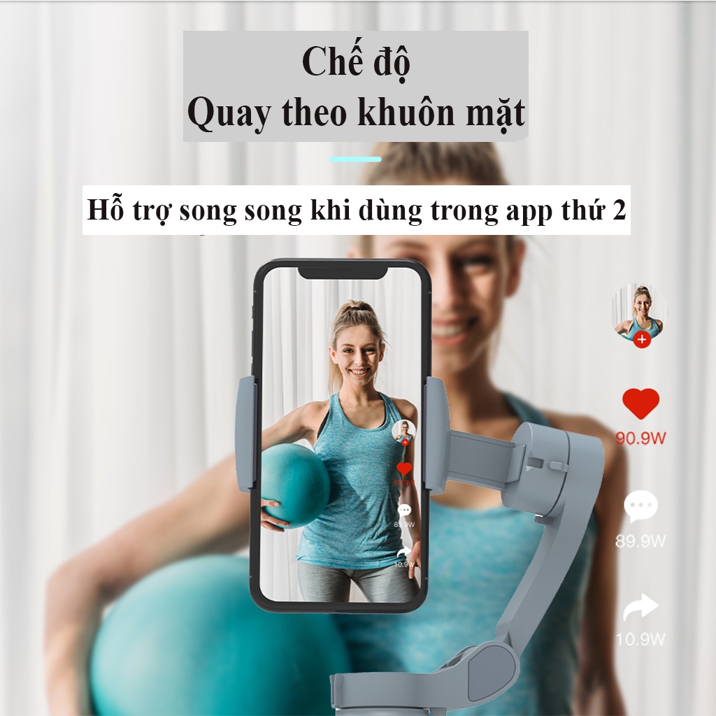 Gimbal L7B PRO quay phim điện thoại, Chống rung 3 chiều - dung lượng pin trâu - quay theo vật chủ - kêt nối bluetooth