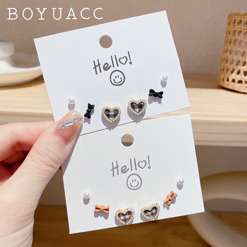 Bông Tai Hình Trái Tim Họa Tiết Kẻ Sọc Phong Cách Cổ Điển Thời Trang Cho Nữ