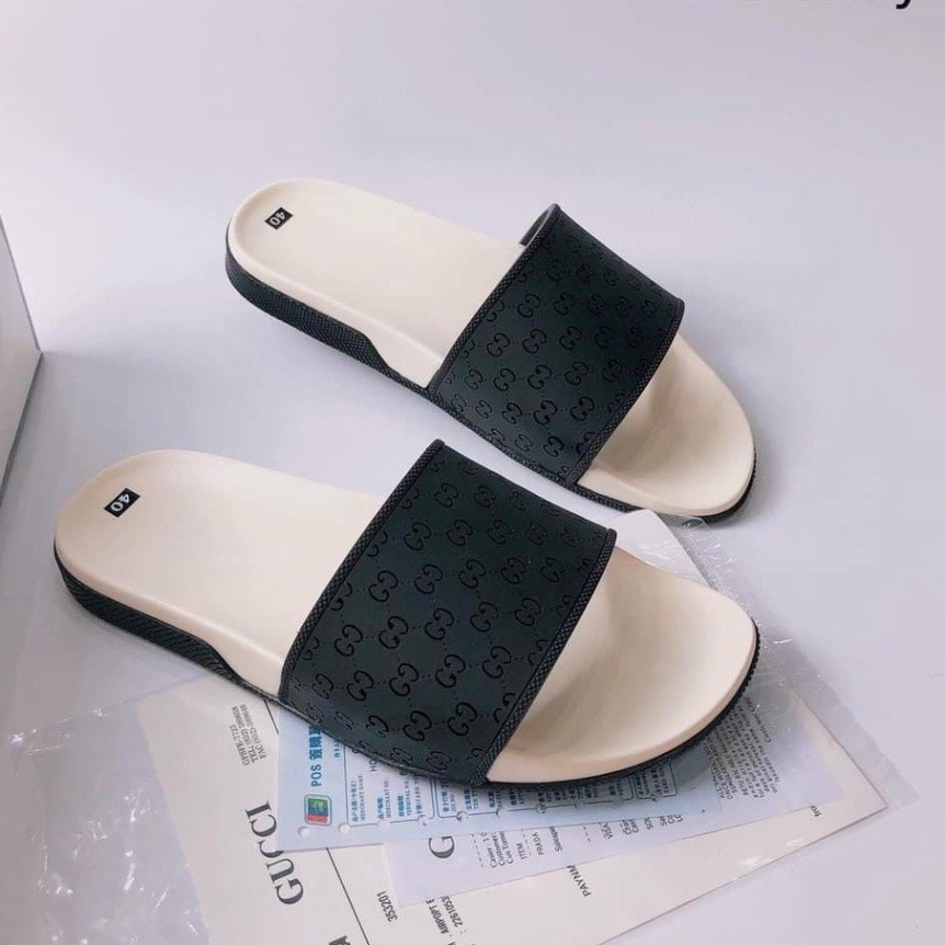 Dép Nam Nữ Quai Ngang Gucii Chữ nhỏ in vân chìm, form dáng ôm chân đi cực đã Shop AT