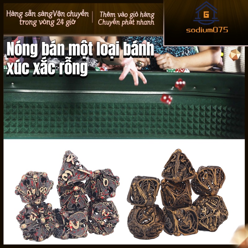 Có thể bán buôn Bộ 7 Xí Ngầu Kim Loại Polyhedral Dùng Để Chơi Game sodium075 Hàng giao ngay