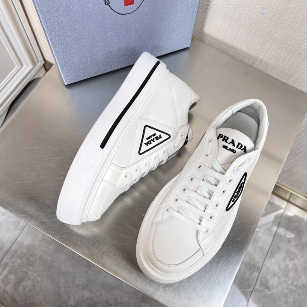 Giày thể thao nam da thật Prada kiểu dáng đơn giản, trẻ trung